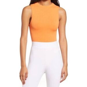NWT Naked Wardrobe Orange Peel Mock Neck Sleeveless Bodysuit